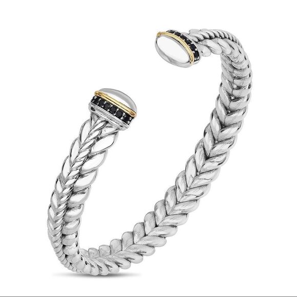 MEN'S CUFF WITH 18K GOLD & BLACK SPINEL - Picture 3 of 3